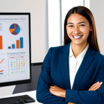 별자리별 직업 적성 - **

A cheerful businesswoman, Aries sun sign, in a modern office setting, confidently presenting a n...