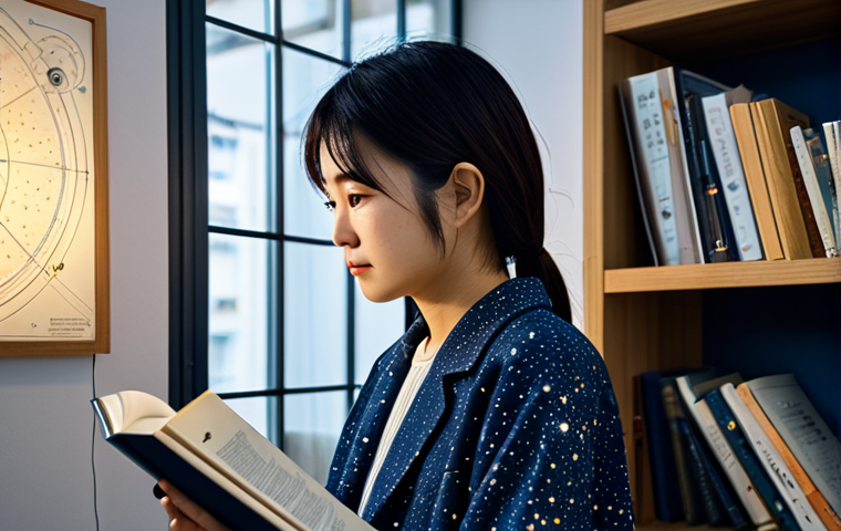 별자리와 점성학 기본 - **

A young Japanese woman in her late 20s, wearing a casual, stylish outfit with celestial patterns...