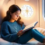 별자리와 명상법 - **Prompt: Celestial Self-Discovery in a Cozy Nook**
    A young adult, with an ethereal and serene e...