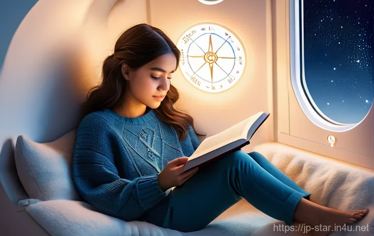 별자리와 명상법 - **Prompt: Celestial Self-Discovery in a Cozy Nook**
    A young adult, with an ethereal and serene e...