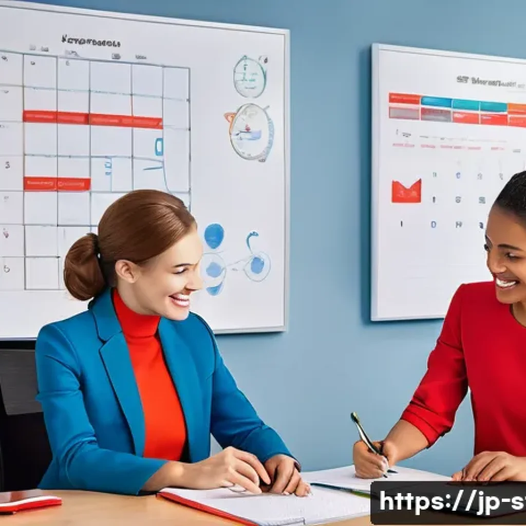 별자리와 커뮤니케이션 스타일 - A serene office scene showing diverse coworkers engaged in harmonious communication, each person sub...