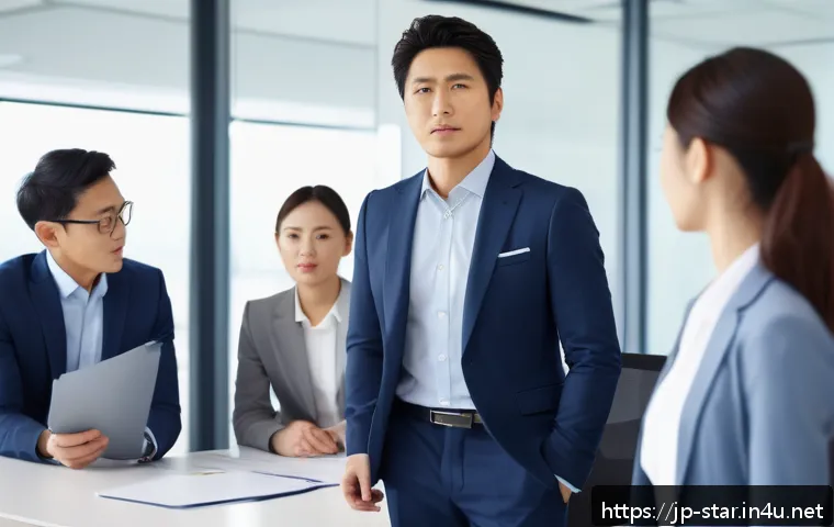 별자리별 유명 인물 - A confident and dynamic business leader standing in a modern office, dressed in stylish business att...